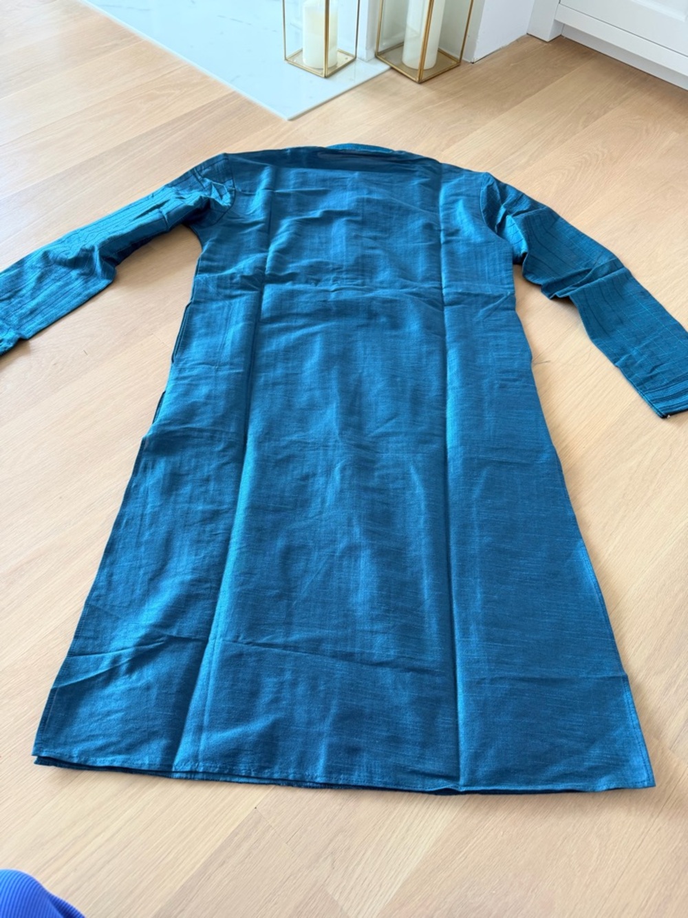 NWT: Men's Teal Long Kurta Set - Picture 7 of 8